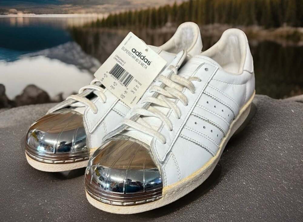Adidas Superstar 80's Meta Size 8 White Leather Metal Toe Sneakers